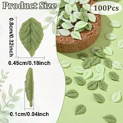 100Pcs 2 Colors Leaf Opaque Resin Cabochons&nbsp;FIND-YW0007-53
