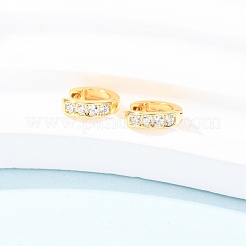 925 Sterling Silver Micro Pave Clear Cubic Zirconia Hoop Earrings&nbsp;EJEW-K317-08G