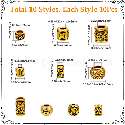 100Pcs 10 Styles Tibetan Style Zinc Alloy Beads&nbsp;FIND-SP0005-94