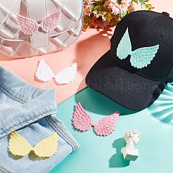 AHADEMAKER 50Pcs 5 Colors Cloth Embossed Wing Ornament Accessories&nbsp;FIND-GA0002-54