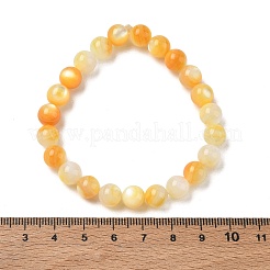 8MM Natural Yellow Shell Round Beaded Stretch Bracelets&nbsp;SH-CBACA76-18D