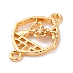 Brass Hollow Flower Rhombus Links Connector Charms&nbsp;KK-S403-08G