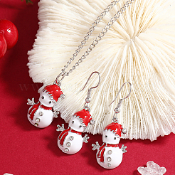 Christmas Alloy Enamel Dangle Earrings & Pendant Necklaces Sets for Women&nbsp;QO4736-1