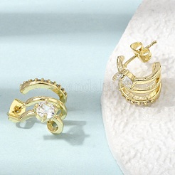 Brass Micro Pave Cubic Zirconia Stud Earrings&nbsp;KK-CBA6305-16G