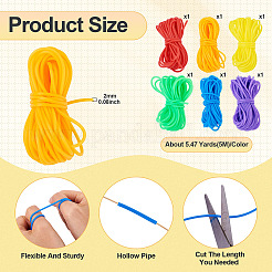 30M 6 Colors Hollow Pipe PVC Tubular Synthetic Rubber Cord&nbsp;RCOR-TA0001-15