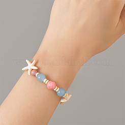 4Pcs 2 Styles Porcelain Synthetic Turquoise Beads Stretch Bracelets for Women&nbsp;BJEW-GO0002-13