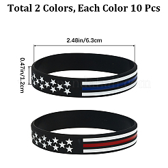 20Pcs 2 Colors Independence Day Theme Silicone Star Cord Bracelets Set Wristband&nbsp;BJEW-GF0001-15B