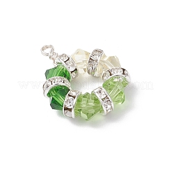3Pcs 3 Colors Imitation Austrian Crystal K9 Glass & Brass Crystal Rhinestone Beaded Pendants&nbsp;PALLOY-TA00311