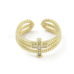 Brass Micro Pave Cubic Zirconia Open Cuff Rings&nbsp;RJEW-H225-04G