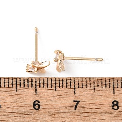 Brass Micro Pave Clear Cubic Zirconia Star Stud Earrings&nbsp;EJEW-L278-02G