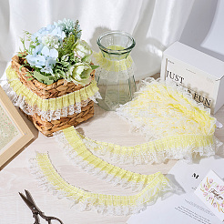 10 Yards Double Layer Polyester Organza Pleated Lace Trim Ribbons&nbsp;SRIB-GF0001-43A