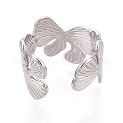 304 Stainless Steel Cuff Open Rings for Women&nbsp;RJEW-N052-12P