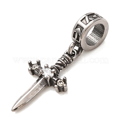 316 Surgical Stainless Steel & Rhinestone European Dangle Charms&nbsp;SA-CBA7555-17AS-02