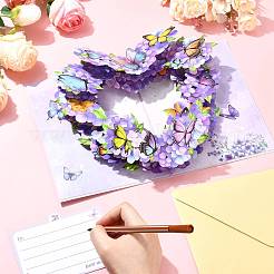 Pop Up 3D Heart Butterfly Bouquet Greeting Cards&nbsp;AJEW-FZC0001-06