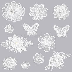 12Pcs 12 Style Flower/Butterfly Polyester Embroidery Sew on Clothing Patches&nbsp;PATC-CA0001-10