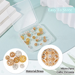 24Pcs Rack Plating Brass Pave Clear Cubic Zirconia Beads&nbsp;KK-TA0002-59