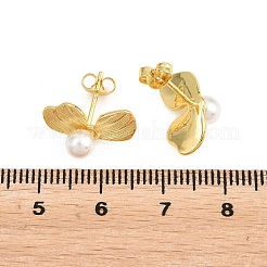 Leaf Brass Stud Earrings&nbsp;EJEW-D351-02G