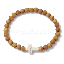 2Pcs Wood Beads Stretch Bracelets for Couple&nbsp;BJEW-JB11305-03