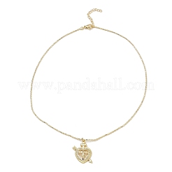 Golden Plated Brass Micro Pave Clear Cubic Zirconia Pendant Necklaces&nbsp;LS-NJEW-L178-01G-04