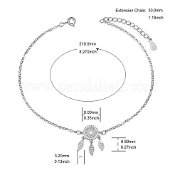 Rhodium Plated 925 Sterling Silver Link Anklets&nbsp;JA142A