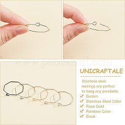 30Pcs 5 Colors Ion Plating(IP) 316 Surgical Stainless Steel Hoop Earrings Findings&nbsp;STAS-UN0030-95