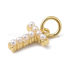 Rack Plating Brass with ABS Plastic Imitation Pearl Charms&nbsp;KK-B092-30T-G