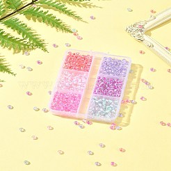 45G 6 Colors Transparent Glass Round Seed Beads&nbsp;SEED-FS0001-32