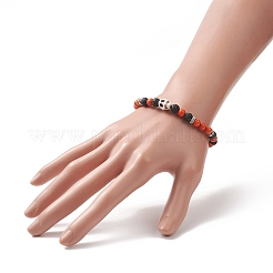 4Pcs 4 Style Dyed Natural & Synthetic Mixed Gemstone Skull Beaded Stretch Bracelets Set&nbsp;BJEW-JB09324