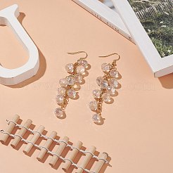Glass Teardrop Cluster Dangle Earrings&nbsp;EJEW-JE05215