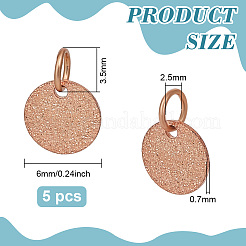 5Pcs 925 Sterling Silver Textured Flat Round Charms with Jump Rings&nbsp;STER-BC0003-98RG