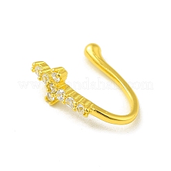 Clear Cubic Zirconia Cross Clip on Nose Rings&nbsp;AJEW-F059-11G