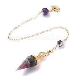 Resin Hexagonal Pointed Dowsing Pendulums(Brass Finding and Gemstone Inside)&nbsp;G-L521-A10