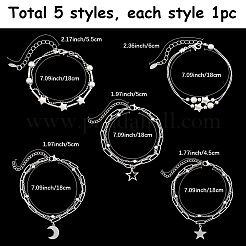 5Pcs 5 Styles Alloy Multi-strand Bracelets for Women&nbsp;BJEW-SC0001-58