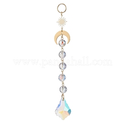 3Pcs Glass Teardrop Round Leaf Hanging Suncatchers Sets&nbsp;HJEW-JM04603-01