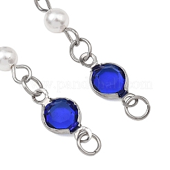 Handmade Lampwork Blue Evil Eye and 304 Stainless Steel Glass Flat Round Link Chain Bracelet Making&nbsp;AJEW-JB01644