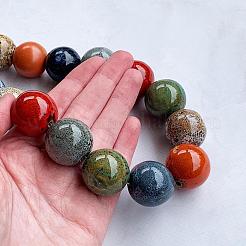 Bohemian Resin Round Beaded Necklaces with Brass Clasps for Women&nbsp;WGBFE99-01
