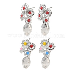 Brass Enamel Stud Earrings for Women&nbsp;EJEW-A168-01P