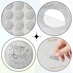 Round Plastic Silver Foil Embossed Picture Stickers&nbsp;DIY-WH20008-003