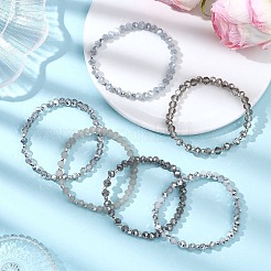6Pcs Round Glass & CCB Beads Stretch Bracelets for Women&nbsp;BJEW-JB12676