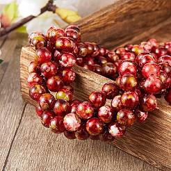 2 Strands 2 Colors Natural Imitation South Red Agate & Rainforest Agate Beads Strands&nbsp;G-SZ0001-46