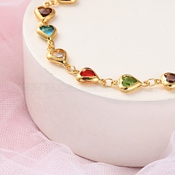 Heart Brass Link Bracelets for Woman&nbsp;BJEW-S157-04G