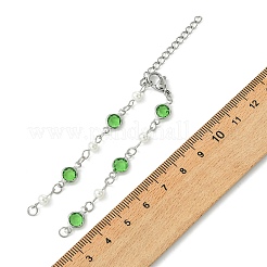 304 Stainless Steel & Glass & Shell Pearl Flat Round Link Bracelet Making&nbsp;AJEW-JB01634