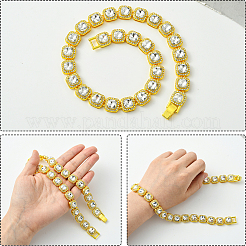 1Pc Zinc Alloy Pave Square Clear Glass Tennis Necklaces for Womem&nbsp;NJEW-SP0001-07G