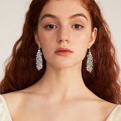 3 Pairs 3 Style Alloy Leaf Long Dangle Earrings for Women&nbsp;EJEW-AN0001-73