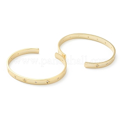 Brass Micro Pave Clear Cubic Zirconia Cuff Bangles&nbsp;BJEW-Z001-04G