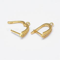 Brass Micro Pave AAA Cubic Zirconia Ear Harp Hoop Earring Findings&nbsp;KK-F699-05G-NR
