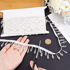 Glass Teardrop Beaded Fringe Trim&nbsp;DIY-WH0588-12