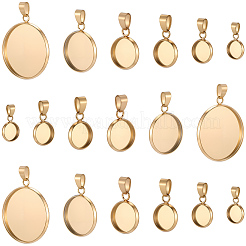24Pcs 6 Styles 304 Stainless Steel Pendant Cabochon Settings&nbsp;STAS-BBC0011-06