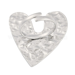 Non-Tarnish Textured Heart 304 Stainless Steel Adjustable Rings for Women&nbsp;RJEW-H231-02P