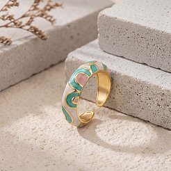 Brass Enamel Cuff Open Rings for Women&nbsp;WGFF728-01
